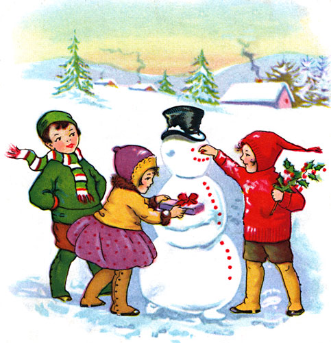 Children building a snowman