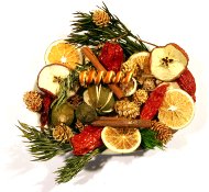 Dried fruit, cinnamon, and pine arrangement