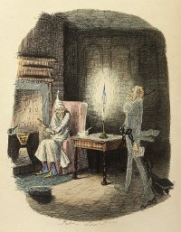 Jacob Marley's ghost visiting Scrooge in 'A Christmas Carol'