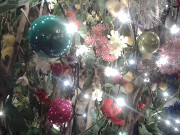 Flowers and Christmas lights decoration